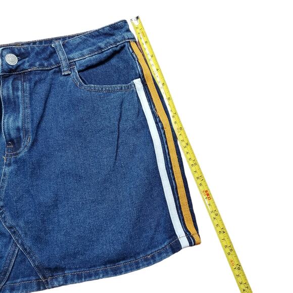 Pacsun Denim Micro Mini Skirt Side Stripe Varsity 100% Cotton Women's Size 28 - Picture 4 of 13